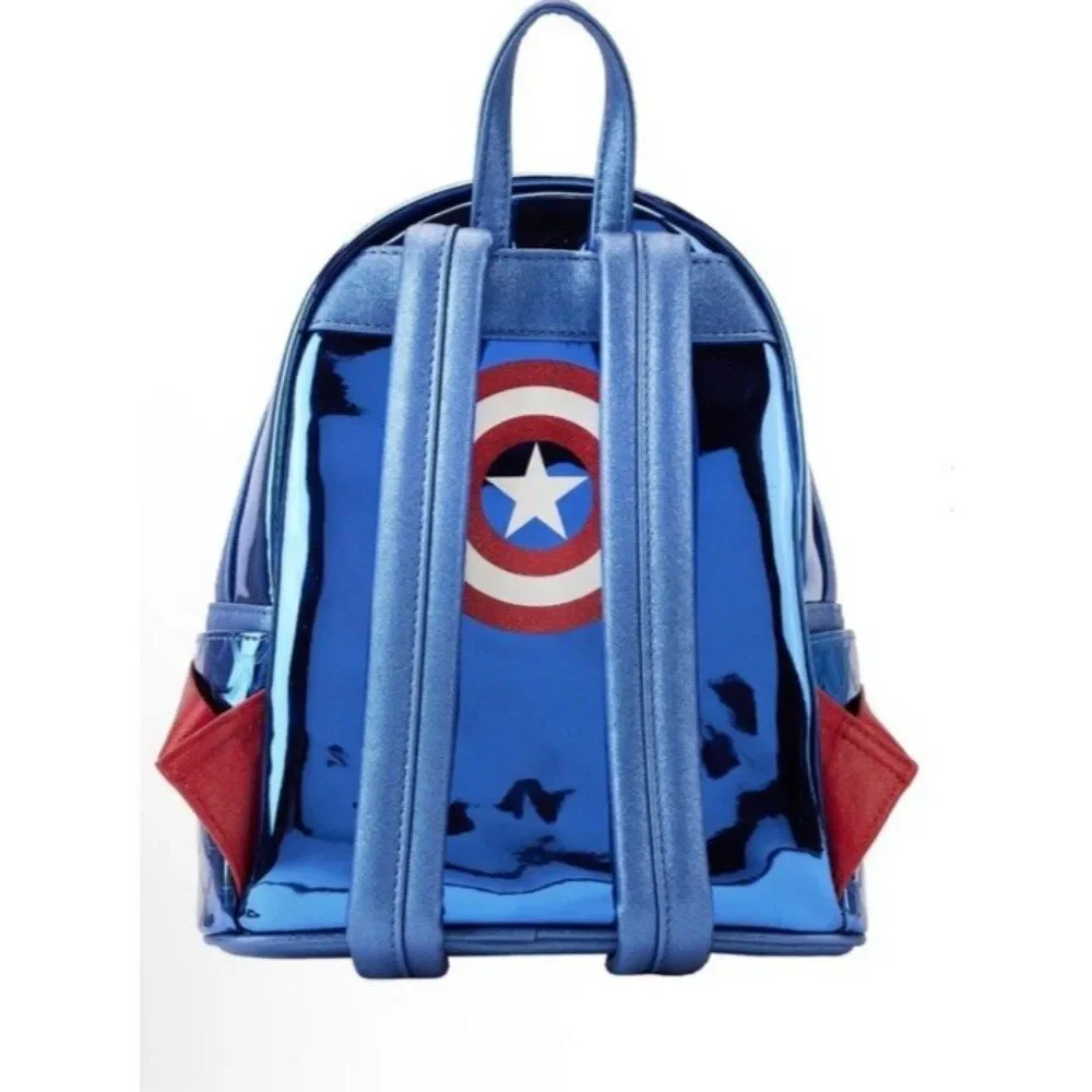 Loungefly Marvel Metallic Captain America Cosplay Mini Backpack NWT